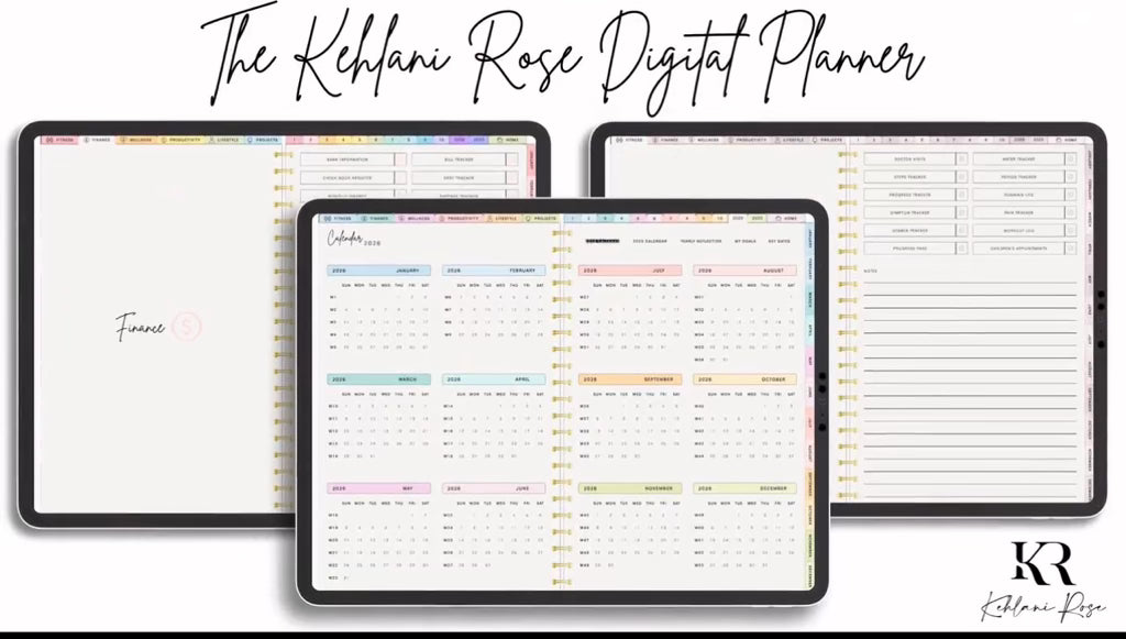 2025-2026 All In One Digital Kehlani Rose Planner, Digital Calendar