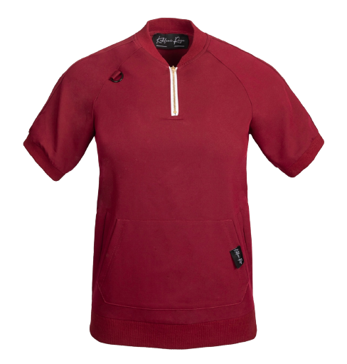 Burgundy Quarter Zipper Scrub Top