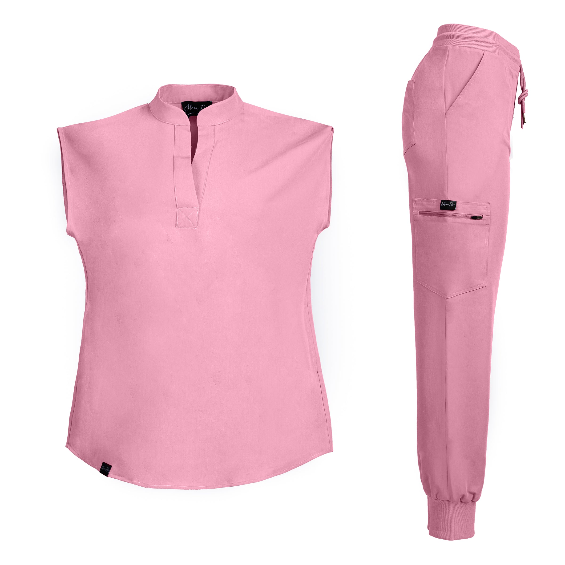 Pink Sleeveless Flare Scrub Top