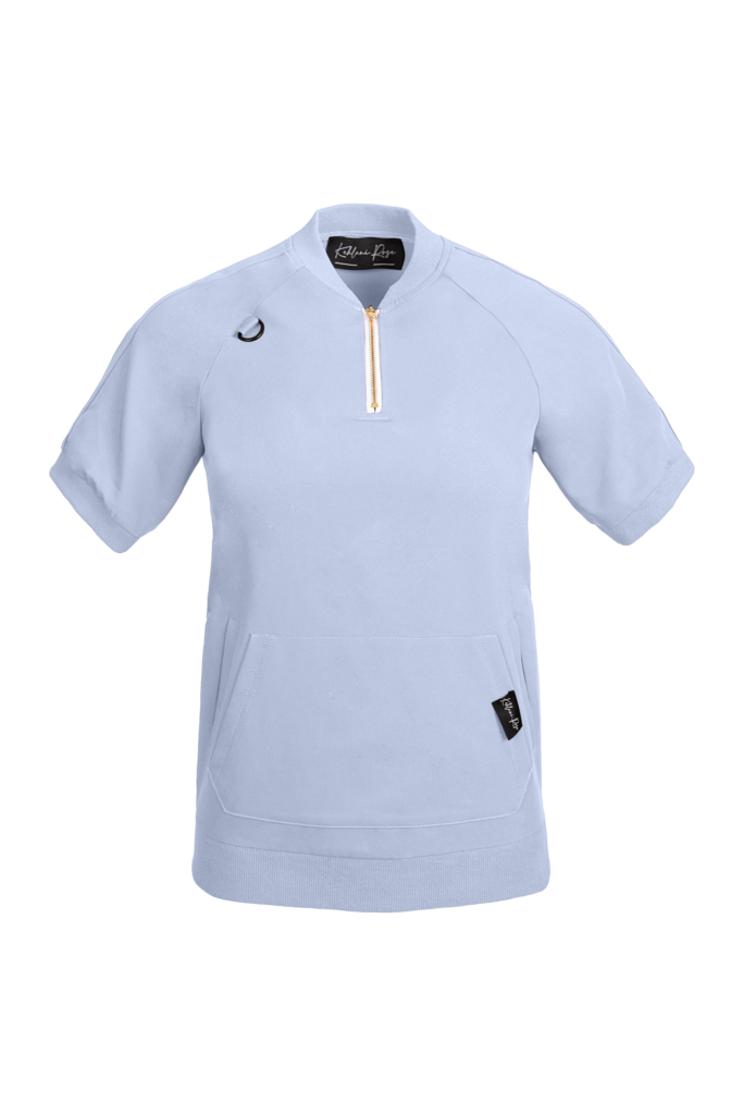 Light Blue Quarter Zipper Scrub Top