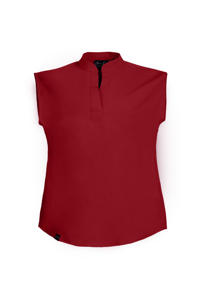 Burgundy Sleeveless Flare Scrub Top