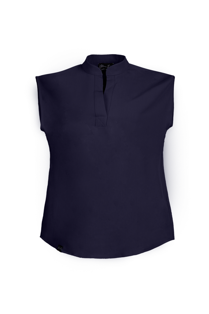 Navy Blue Sleeveless Flare Scrub Top