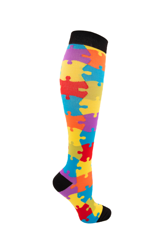 Colorful Puzzle Nursing Compression Socks
